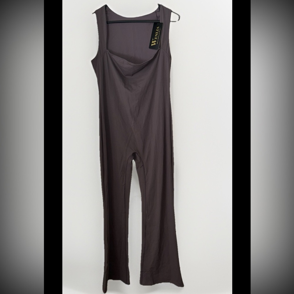 NWT Wenlia active jumpsuit flare legs tea leaf sz XL